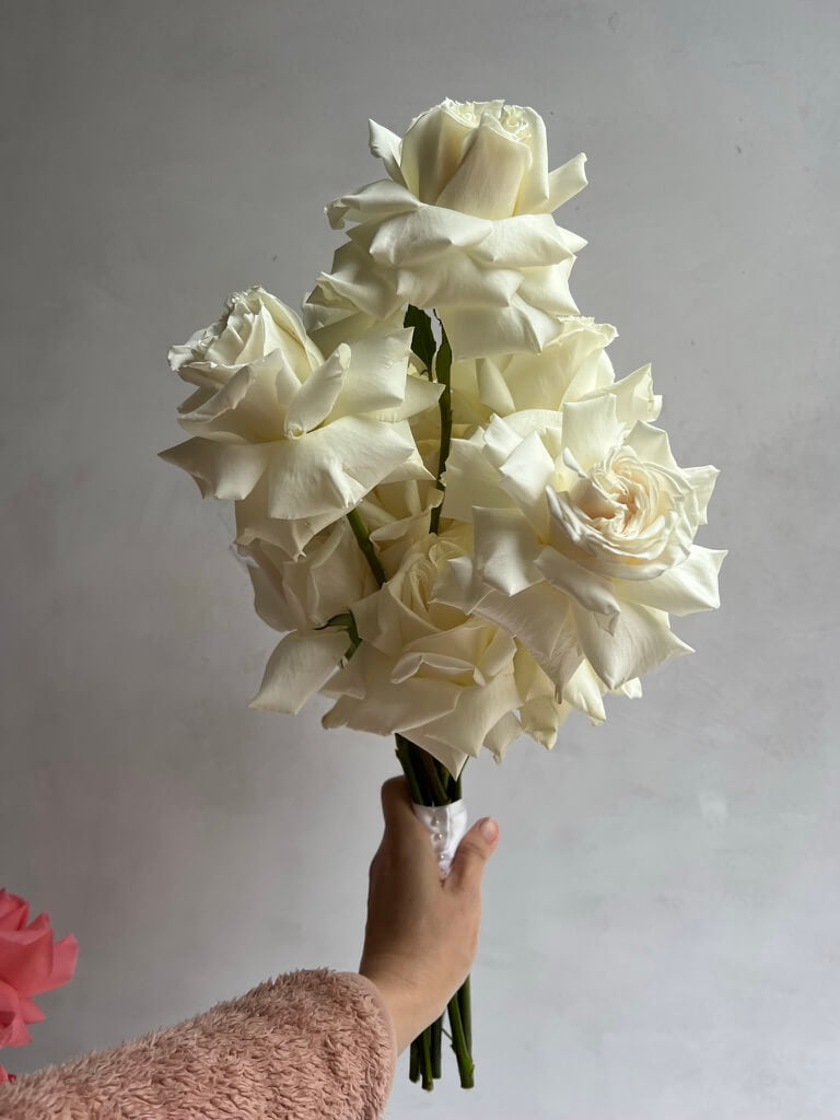 Reflexed White Rose Bridal Bouquet & Buttonhole Set