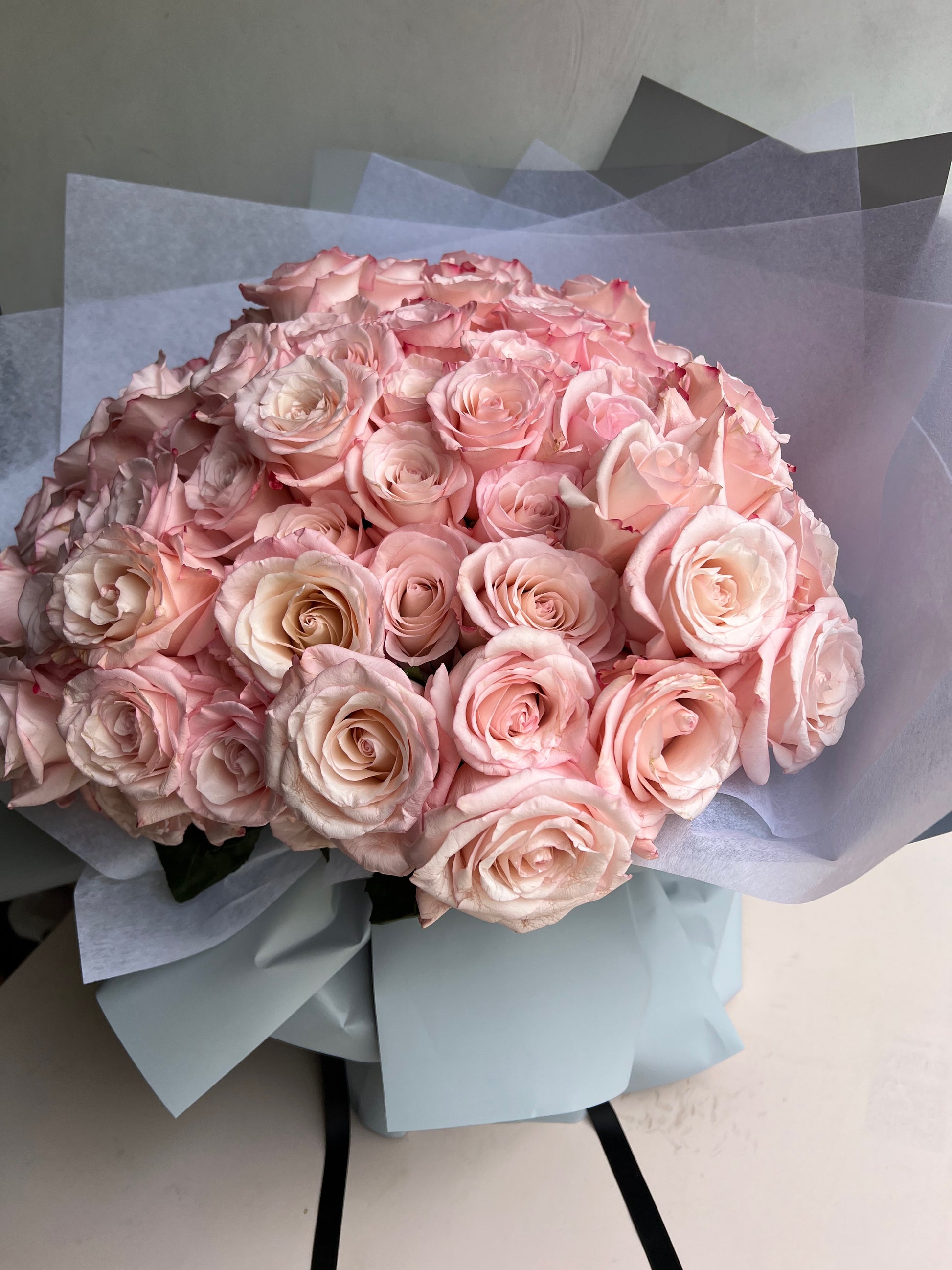 99 roses bouquet, pink bouquet, long stem luxury bouquet, proposal bouquet