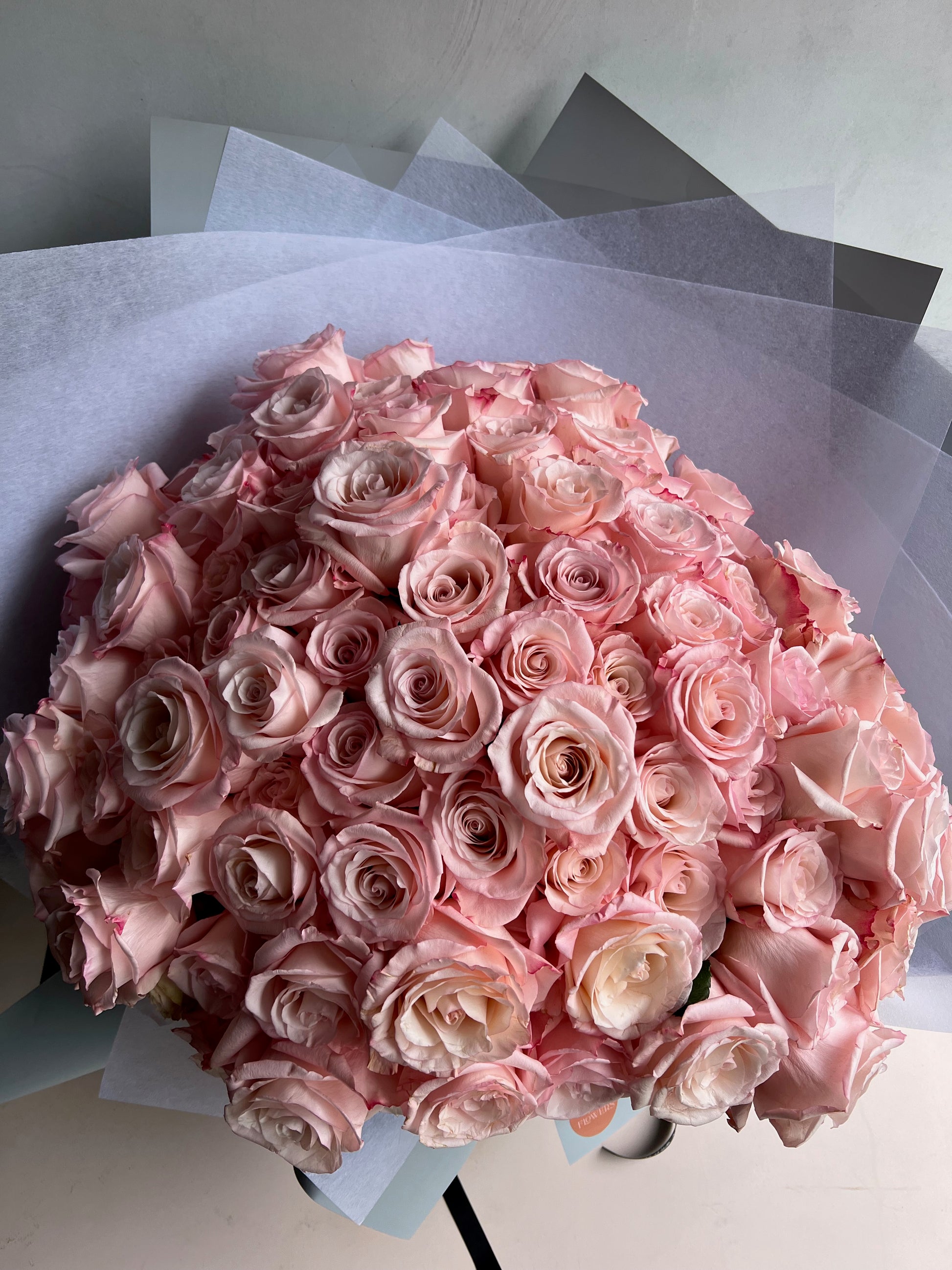 99 roses bouquet, pink bouquet, long stem luxury bouquet, proposal bouquet