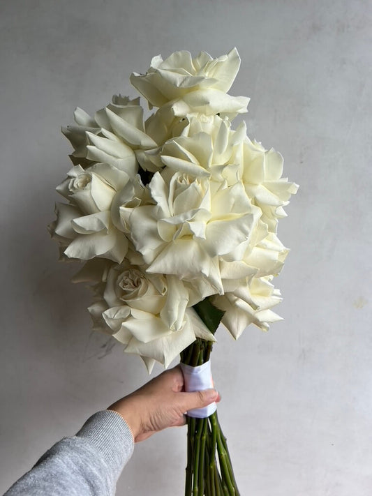Reflexed White Rose Bridal Bouquet & Buttonhole Set