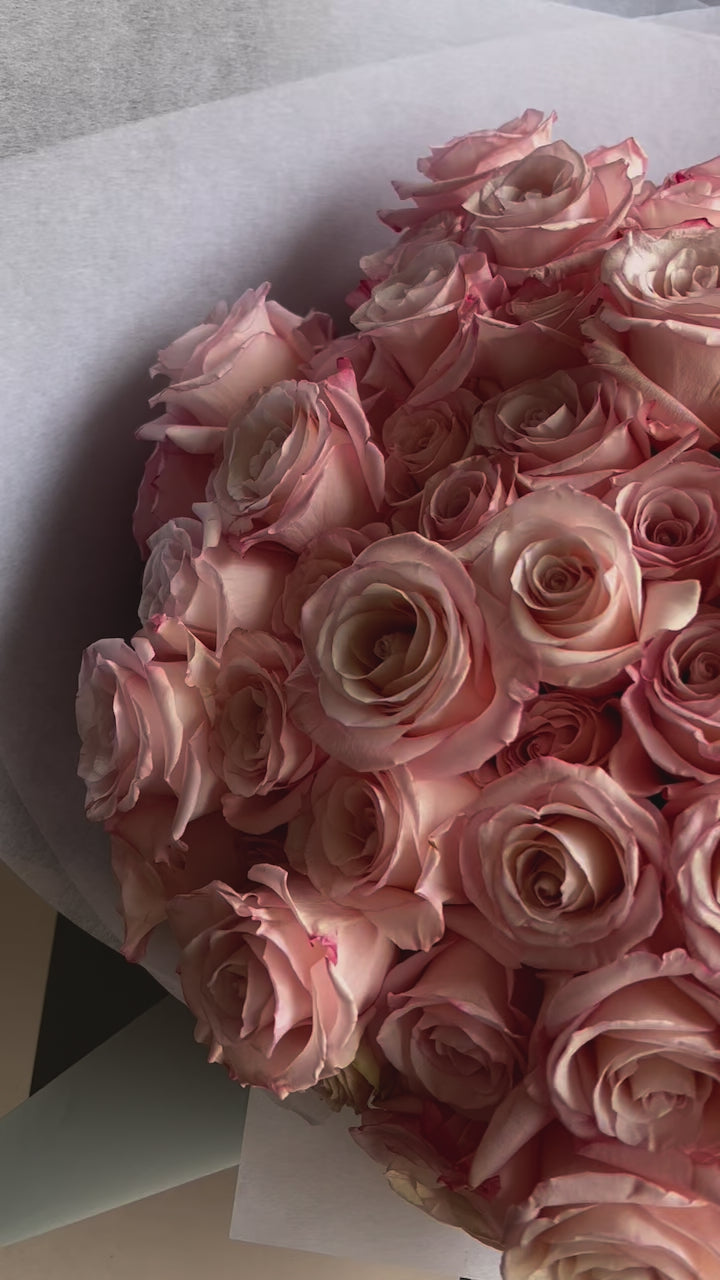 99 roses bouquet, pink bouquet, long stem luxury bouquet, proposal bouquet